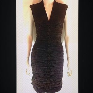Nicole Miller Shimmer Crinkle Pleat Cocktail Dress